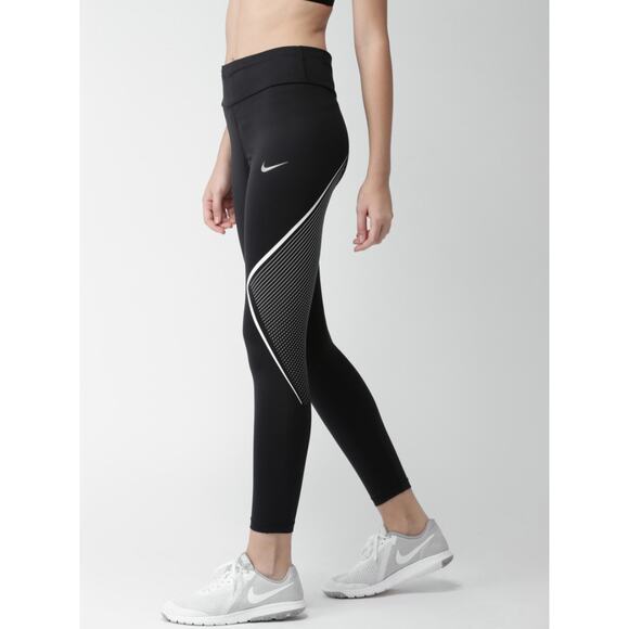 NIKE Power Fast GX Running Tights Leggings Mid Rise Black Activewear Size M - Picture 1 of 8